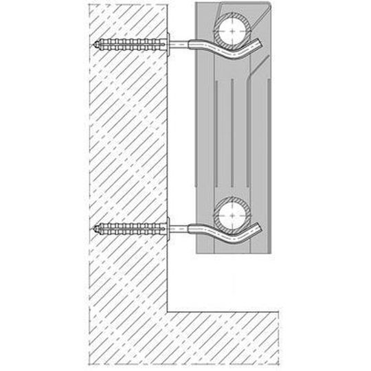 Кронштейн секційного радіатора штирьковий білий з дюбелем ф8х250мм (кратно 2)