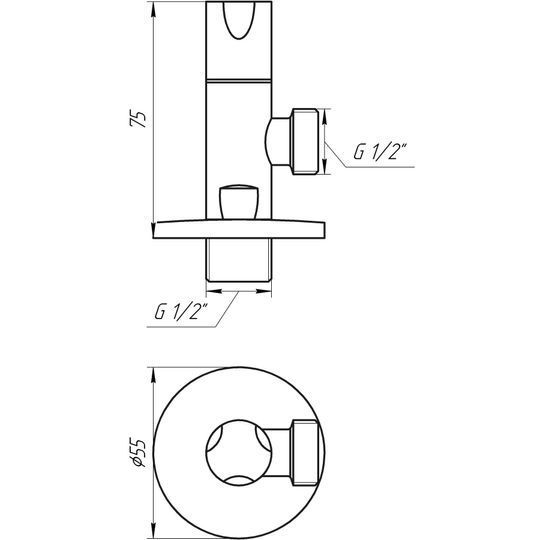 Кран напівобертовий кутовий SOLOMON 1/2&Prime;х1/2&Prime; 9081