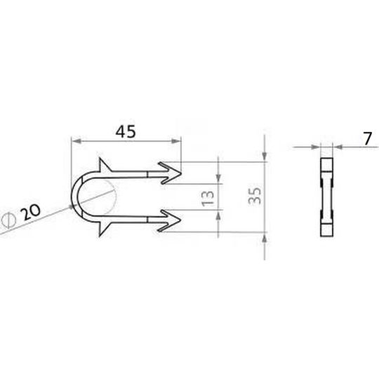 Гарпун-скоба для кріплення труби теплої підлоги Ø16-20 довжина 45мм чорна/червона PREMIUM (уп.100шт)