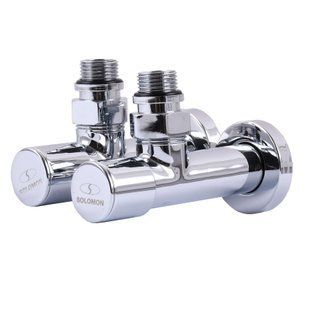 Кран вентильний кутовий з американкою SOLOMON LUX 1/2&Prime; CHROM 7777 (2шт. КОМПЛЕК ) (1уп)