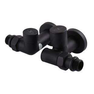 Набір Кран вентильний кутовий з американкою SOLOMON LUX 1/2&Prime; 7777 TEN (2шт.) BLACK (1уп)