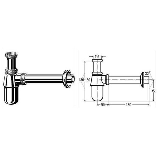 Сифон для раковини VIEGA 1 1/4″ х1 1/4″ металевий хром бутил. б/г100674