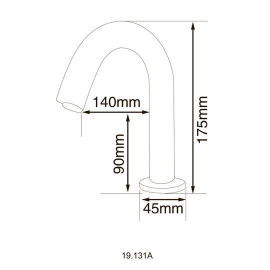 Кран сенсорний для умив-ка HOTEC 19.131A-DC/AC (220V/6V),висота 175мм,з трансформатором,латунь Cold