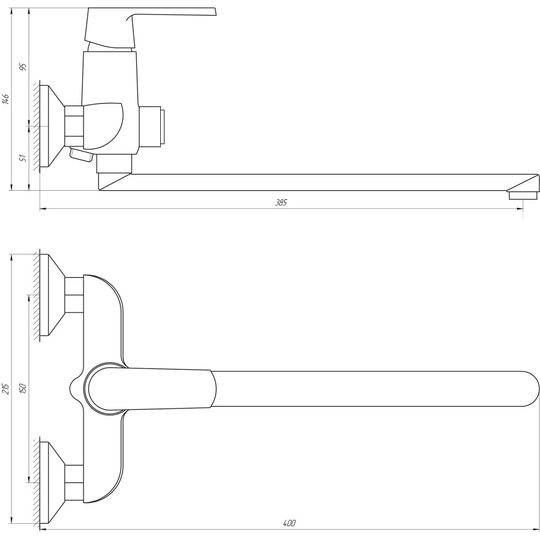 Змішувач для ванни Globus Lux Laguna GLA-0208T