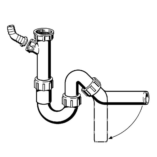 Сифон для раковини VIEGA 1 1/2″х40 з відводом, 45° пластик білий трубний б/г 101800