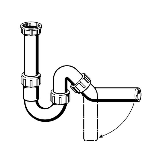 Сифон для раковини VIEGA 1 1/2″х40 без патр. 45° пластик білий трубний б/г 102821
