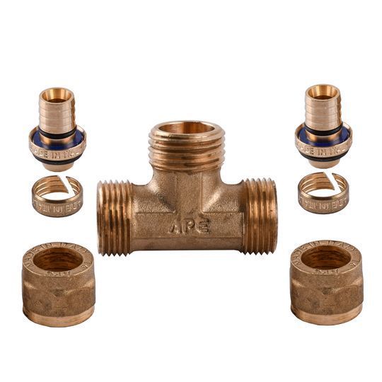 Трійник із зовнішньою різьбою APE ITALY 733 L 16x1/2&Prime;x16