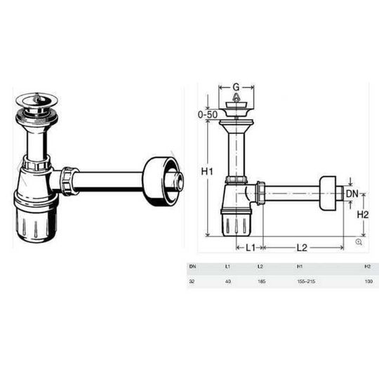 Сифон для раковини VIEGA 1 1/4 x 1 1/4″ пластик білий бутил. з/г 573966 (103927)