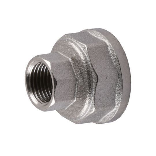 Муфта редукційна 1 1/2"х 3/4"ВВ нікельована восьмигранна А0336А(нк)