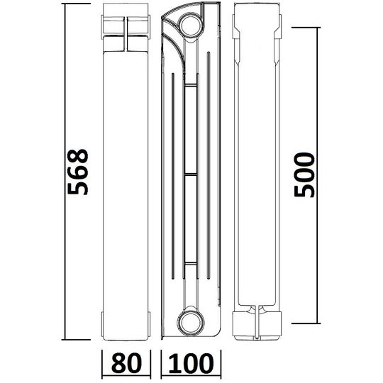 Радіатор біметалевий секційний QUEEN THERM 500/100 (кратно 10)