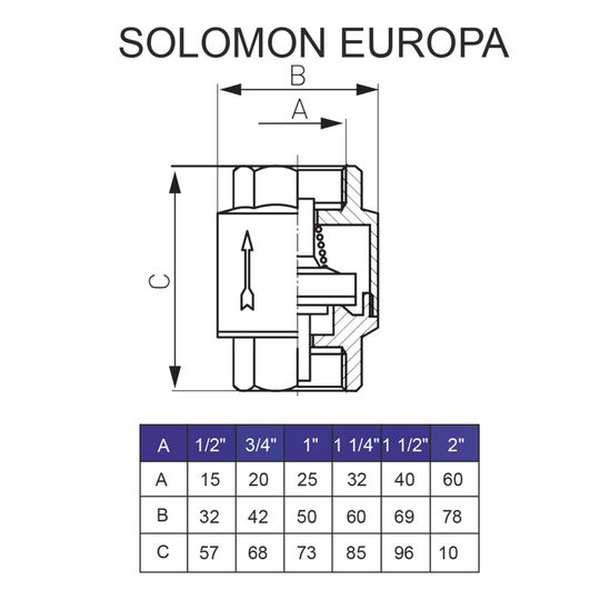 Клапан зворотного ходу води SOLOMON 1/2″ EUROPA 6026 лат. шток