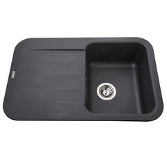 Гранітна мийка Globus Lux OBER чорний металік 780х500мм-А0002