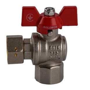 Кран кульовий кутовий з накидною гайкою SOLOMON 1/2&Prime; ВВ PN40 (V3002-S)