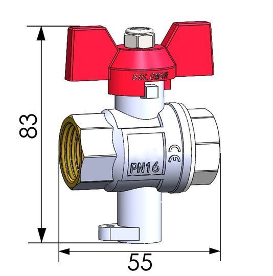 Кран кульовий повнопрохiдний для підключення термометра SOLOMON 3/4&Prime; V1242 S