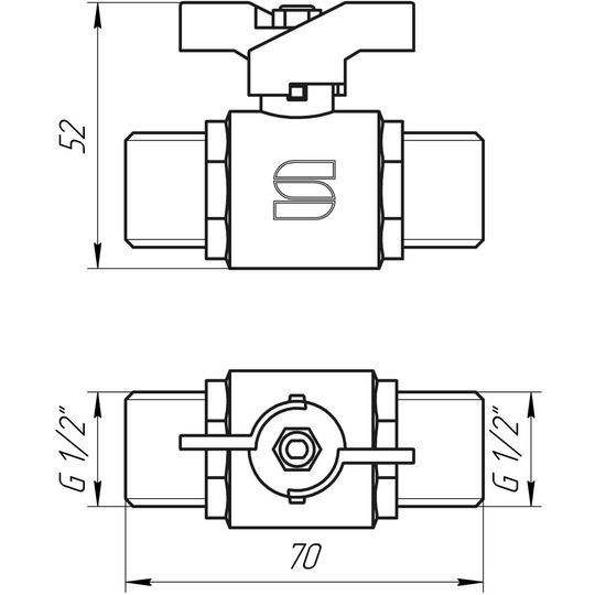Кран кульовий прямий SELBA 1/2&Prime; ЗЗ КБ SL1503