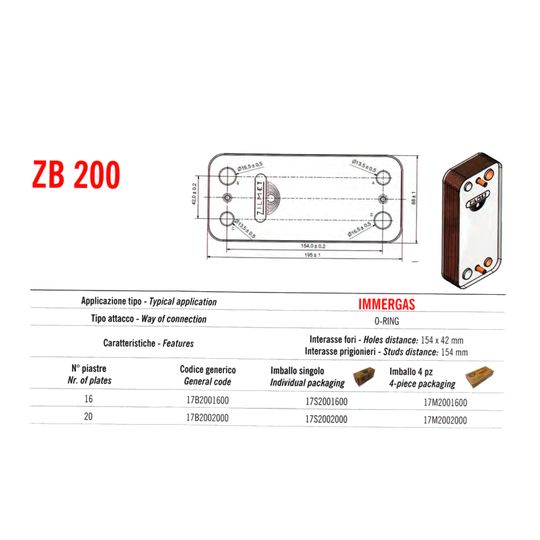 Теплообмінник паяний Zilmet ZB200 20пл. 17B2001400