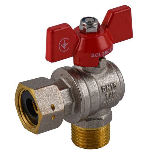 Кран кульовий кутовий з накидною гайкою SOLOMON 1/2&Prime; ЗВ PN40 (V4002-S)