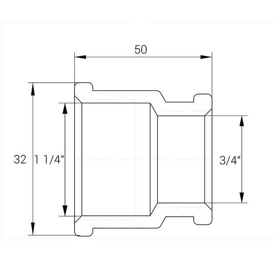 Муфта редукційна 1 1/4"х 3/4"ВВ латунна восьмигранна А0334А