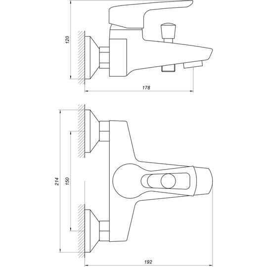 Змішувач для ванної CRISTAL SEVA GSV-102- латунь в комплекті