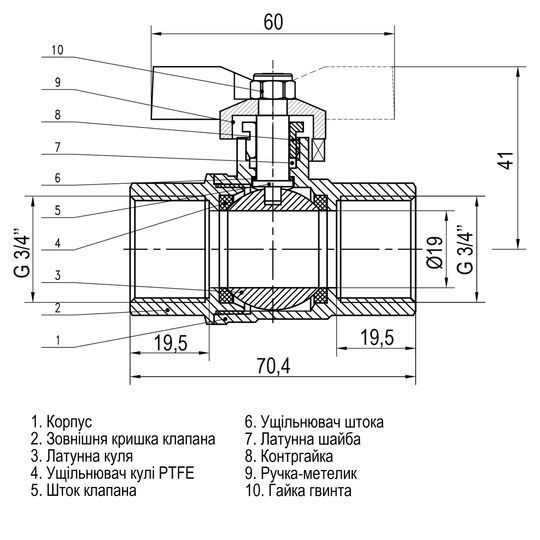 Кран кульовий прямий SELBA 3/4&Prime; ВВ ЖБ SL1507
