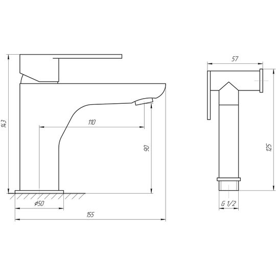 Змішувач для умивальника TOPAZ BARTS TB 07204-H36