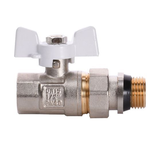 Кран кульовий з американкою Q PROFESSIONAL QP003 PN40 1/2&Prime; антипротікання, Білий метелик