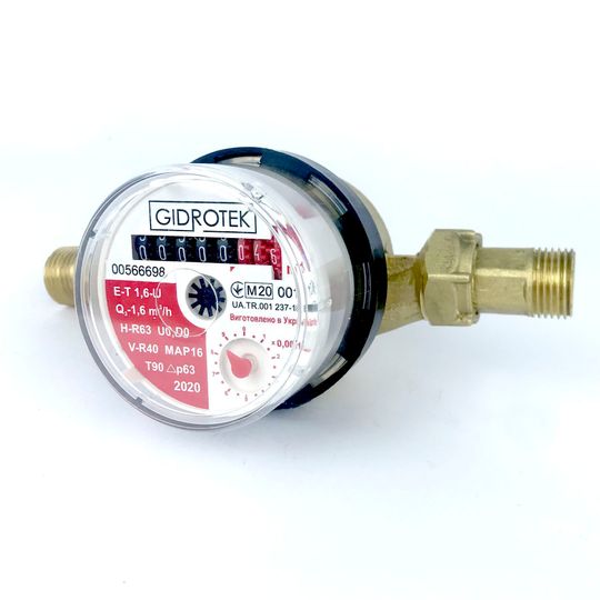 Лічильник гарячої води Gidrotek E-T 1,6U 1/2″ зі штуцером (110мм)