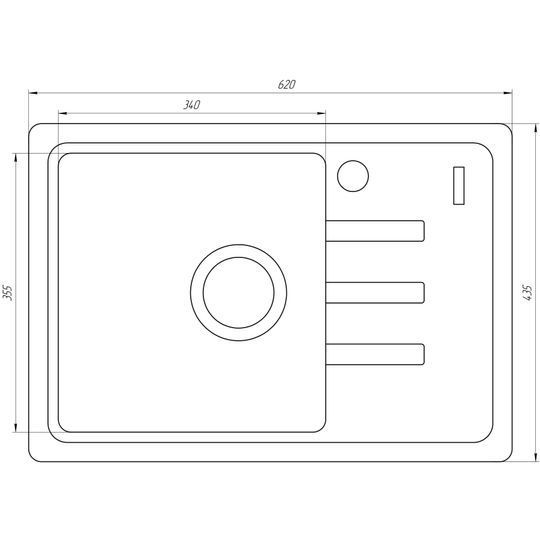 Гранітна мийка Globus Lux MONO коричневий 620х435мм-А0006