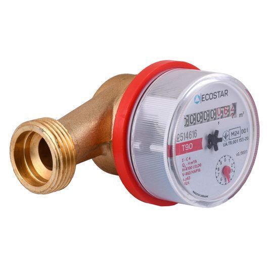 Лічильник гарячої води ECOSTAR DN20 3/4&Prime; без штуцера L130 E-C 4,0