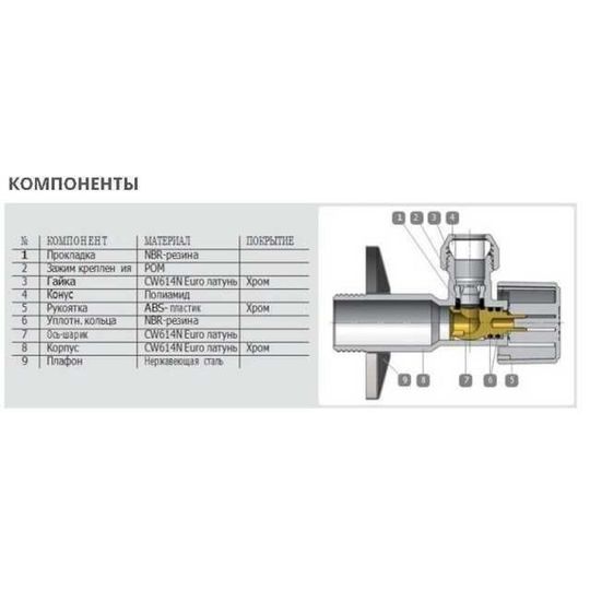 Кран кульовий кутовий ARCO 1/2&Prime;х 3/8&Prime; NOV20 (NOV04)