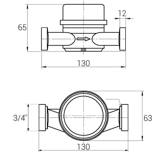 Лічильник гарячої води ECOSTAR DN20 3/4″ без штуцера L130 E-C 4,0