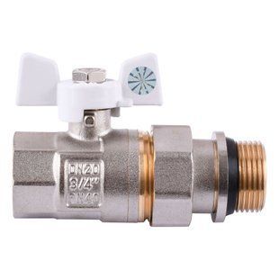 Кран кульовий з американкою Q PROFESSIONAL QP003 PN40 3/4&Prime; антипротікання, Білий метелик