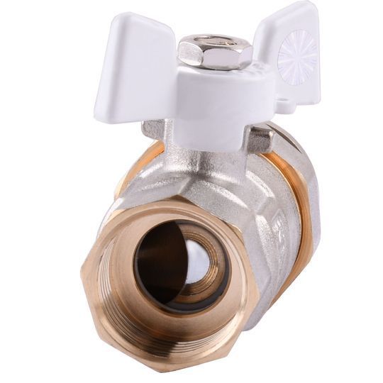 Кран кульовий з американкою Q PROFESSIONAL QP003 PN40 3/4&Prime; антипротікання, Білий метелик