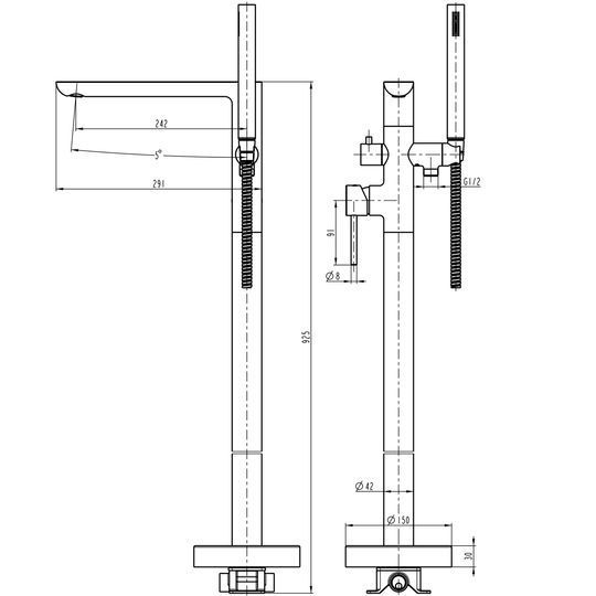 Змішувач для ванни TOPAZ LOFT TLF 32113-H39-C