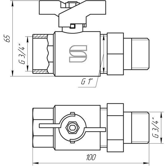 Кран кульовий прямий з американкою SELBA 3/4&Prime; КБ SL1509