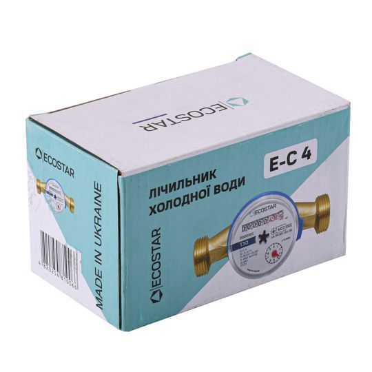 Лічильник холодної води ECOSTAR DN20 3/4&Prime; БЕЗ ШТУЦЕРА L130 E-C 4,0