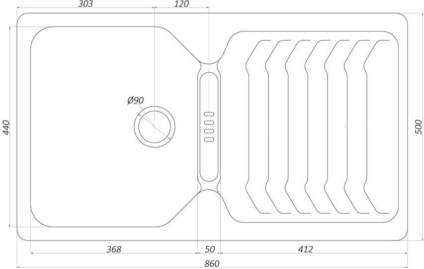 Гранітна мийка Globus Lux BOREN коричневий 860x500мм-А0006