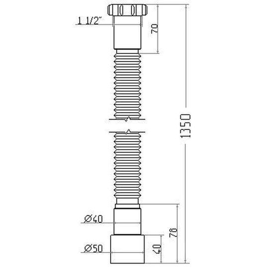 Гнучка труба Waterstal АС-10132 1 1/2&Prime; х 40/50 з гайкою 1350мм