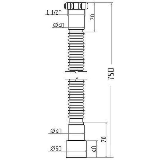 Гнучка труба Waterstal АС-1013 1 1/2&Prime;х40/50 з гайкою, 750мм