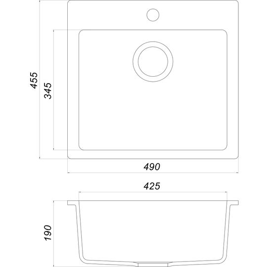 Гранітна мийка Globus Lux AOSTA графiт 490x455мм-А0001