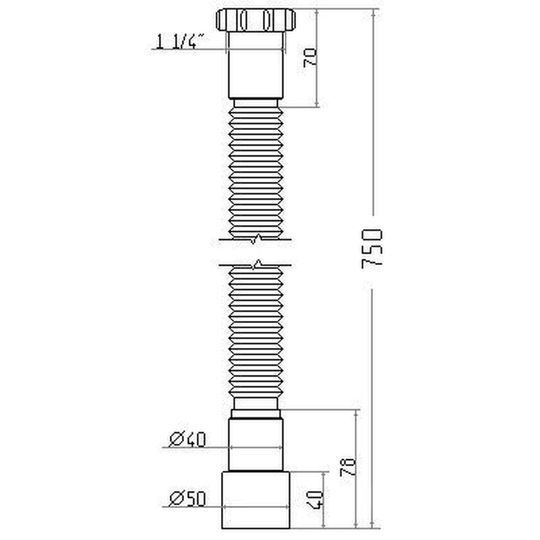 Гнучка труба Waterstal АС-1015 1 1/4&Prime;х40/50 з гайкою, 750мм