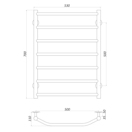 Рушникосушарка UNIO LT W 700-500-7 Драбинка Трапеція вода