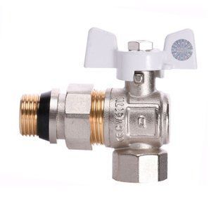 Кран кульовий кутовий з американкою Q PROFESSIONAL QP004 PN40 1/2&Prime; антипротікання, Білий метелик
