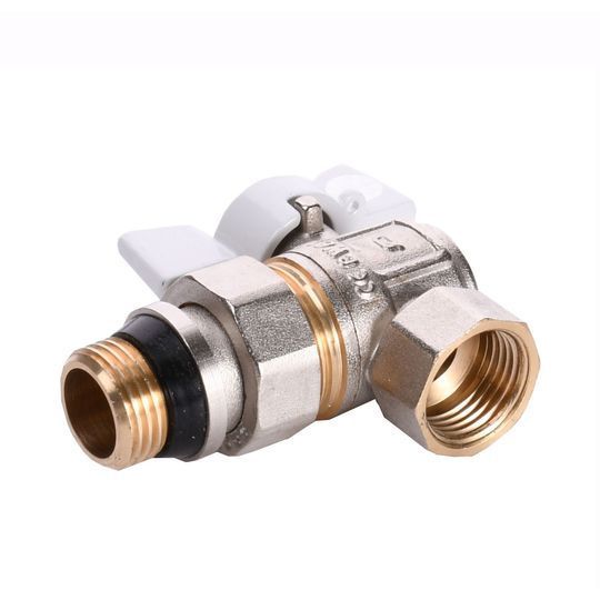 Кран кульовий кутовий з американкою Q PROFESSIONAL QP004 PN40 1/2&Prime; антипротікання, Білий метелик