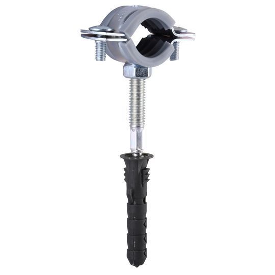 Хомут в зборi CR 1/2&Prime; (20-23мм) з гвинтом-шурупом 8*80 та дюбелем в уп., сірий