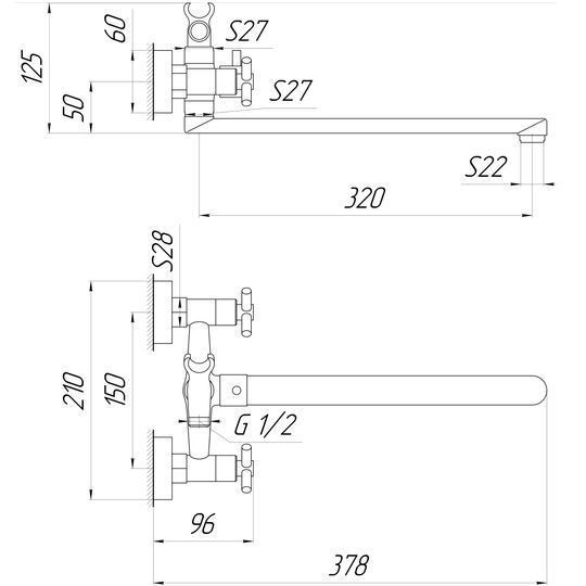 Змішувач для ванни Globus Lux DUKAT SD4-208