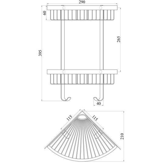 Полка подвійна кутова TOPAZ TKB-4115-2-BL