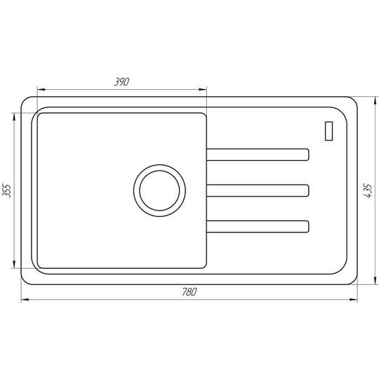 Гранітна мийка Globus Lux LUGANO графіт 780x435мм-А0001