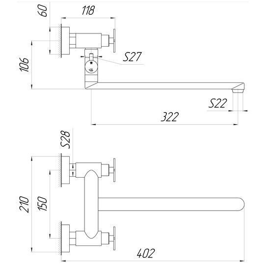 Змішувач для ванни Globus Lux DUKAT-8 SD8-108