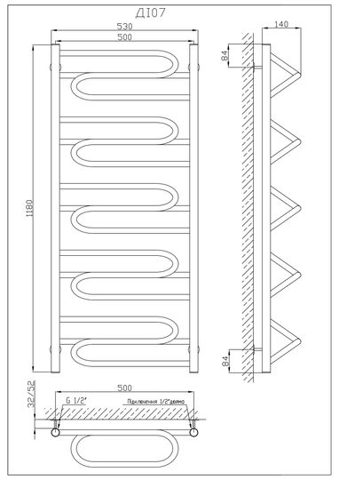 Рушникосушарка Kosser Драбинка Ілюзія 1100х530 (арт.ДІ07) вода